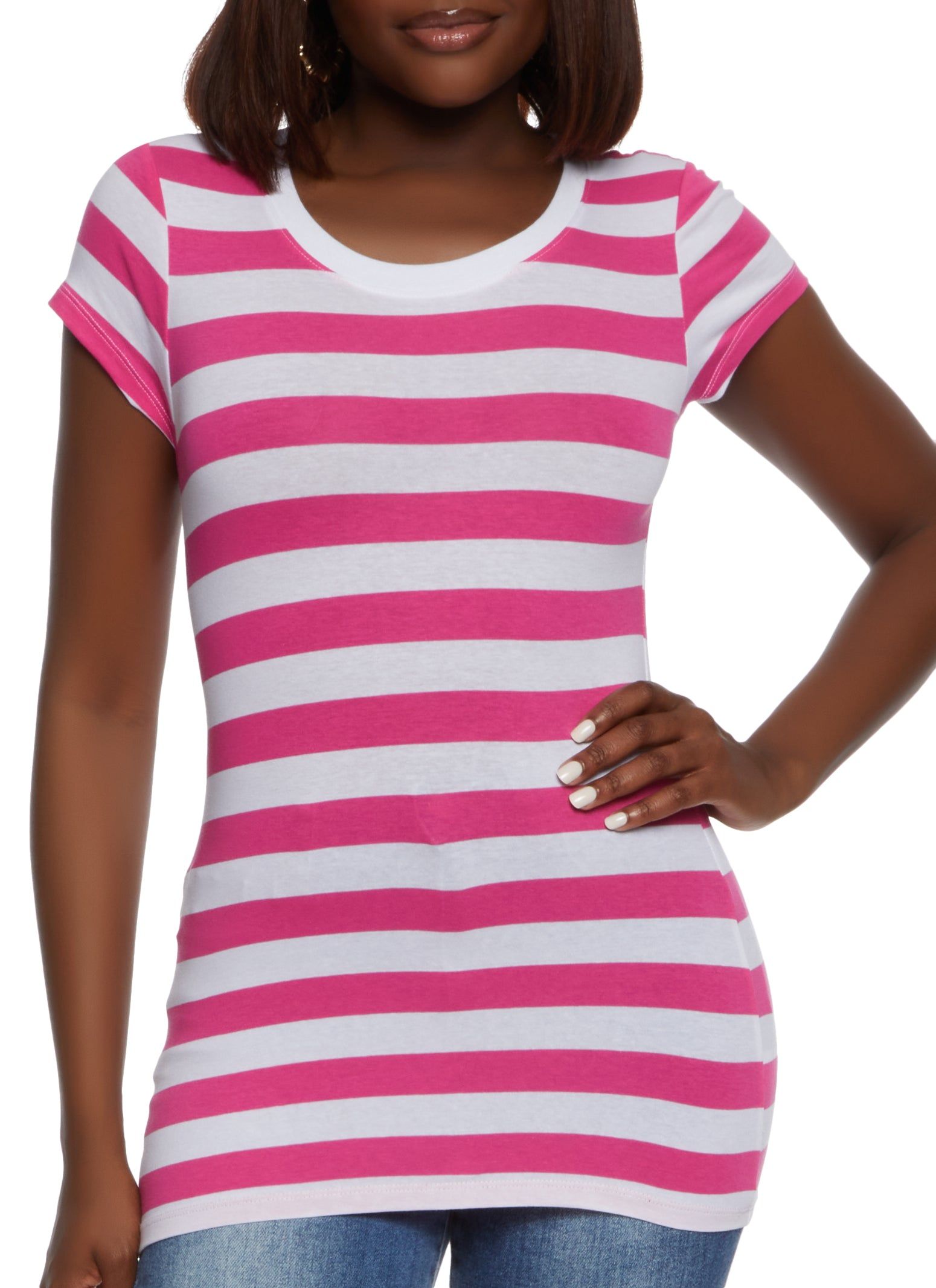 Striped Crew Neck Tee sold by Rainbow