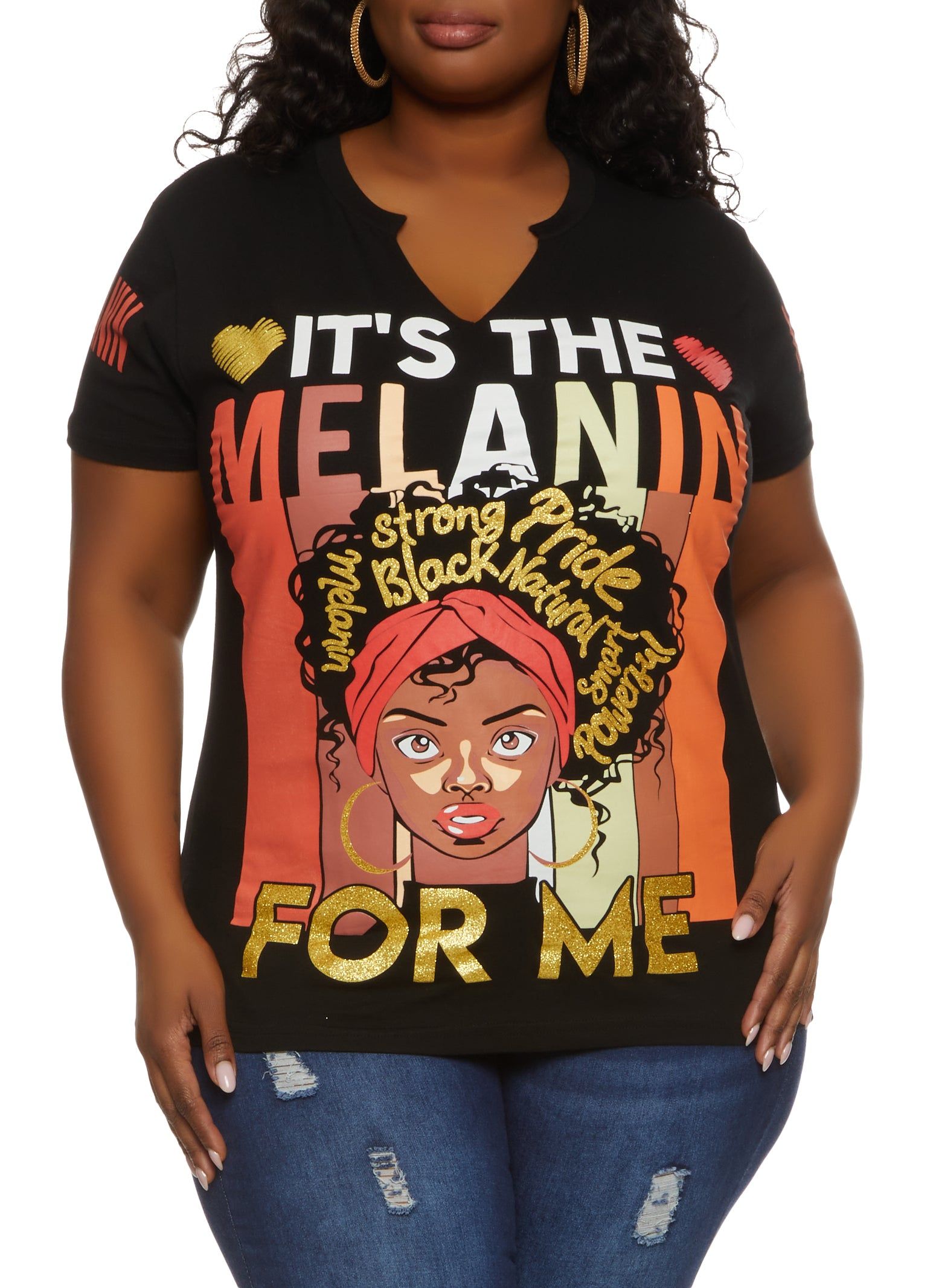 Plus Size Its The Melanin For Me Graphic Tee sold by Rainbow