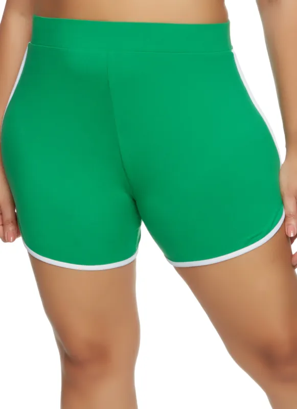 Plus Size Soft Knit Contrast Trim Dolphin Shorts sold by Rainbow