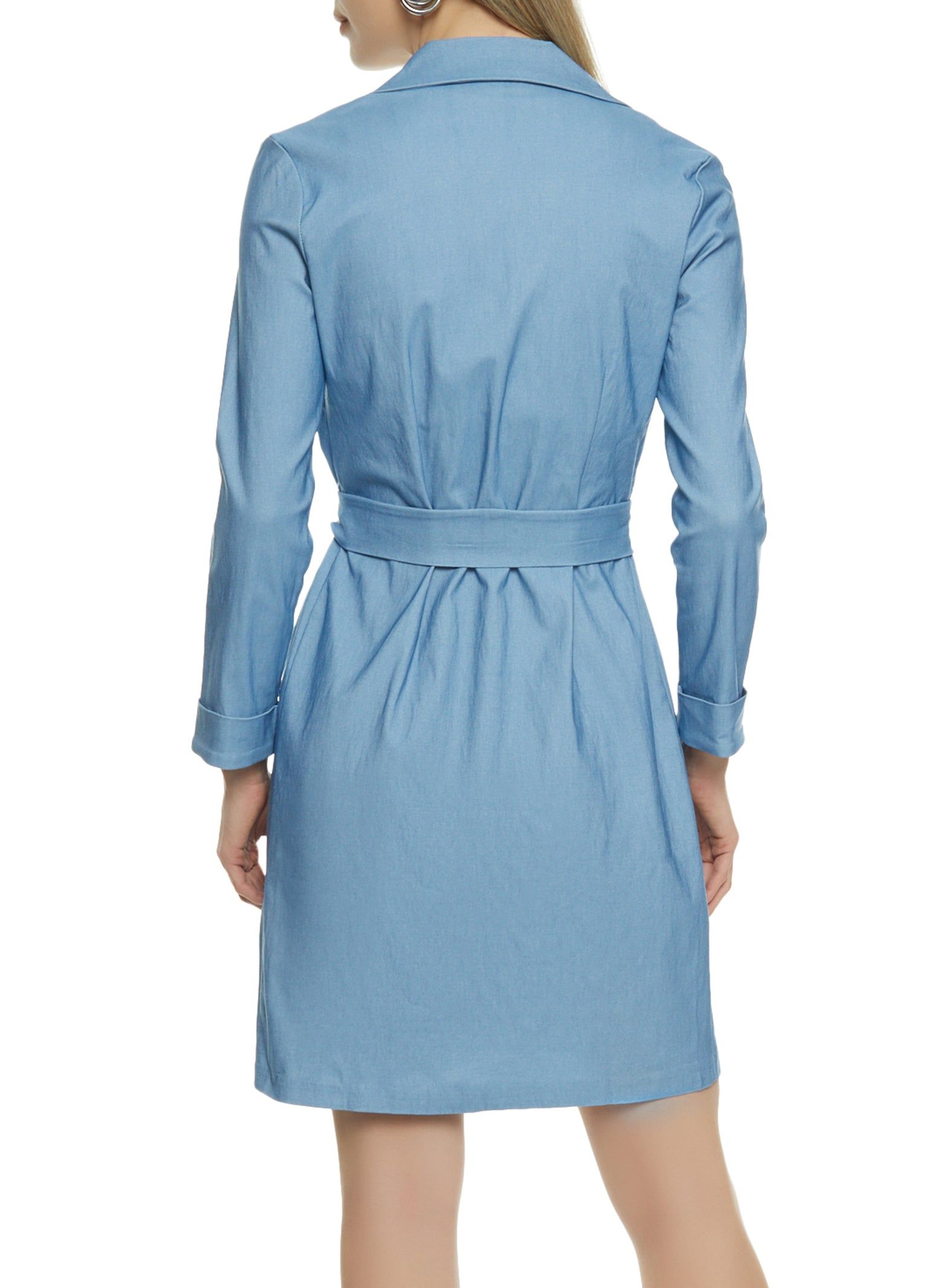 Chambray Tie Waist Belted Trench Coat sold by Rainbow product image thumbnail 3