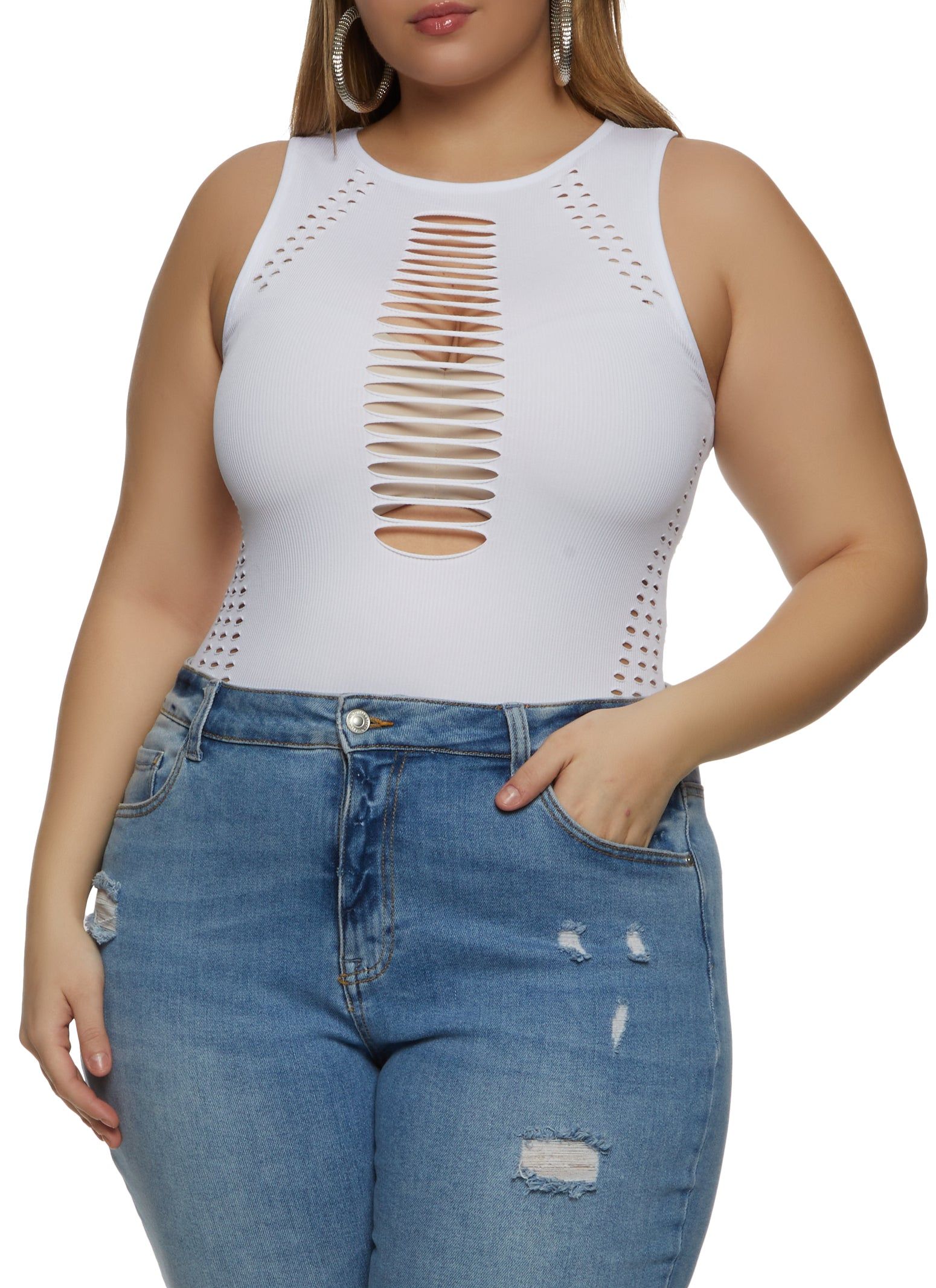 Plus Size Seamless Laser Cut Bodysuit sold by Rainbow product image thumbnail 2