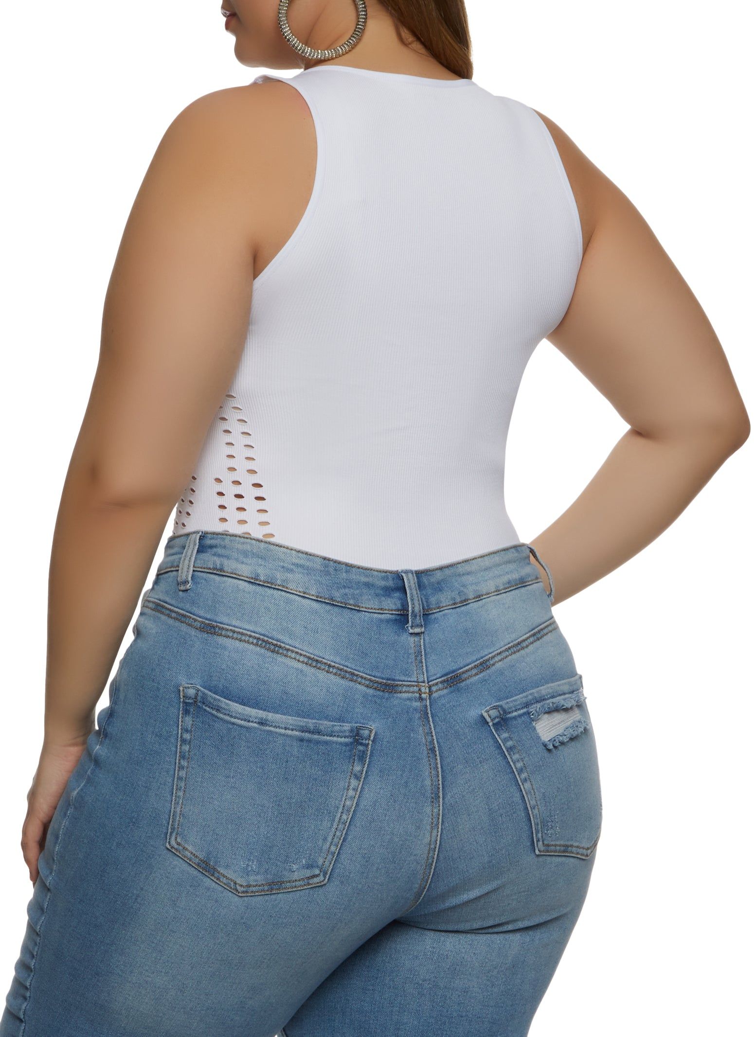 Plus Size Seamless Laser Cut Bodysuit sold by Rainbow product image thumbnail 3