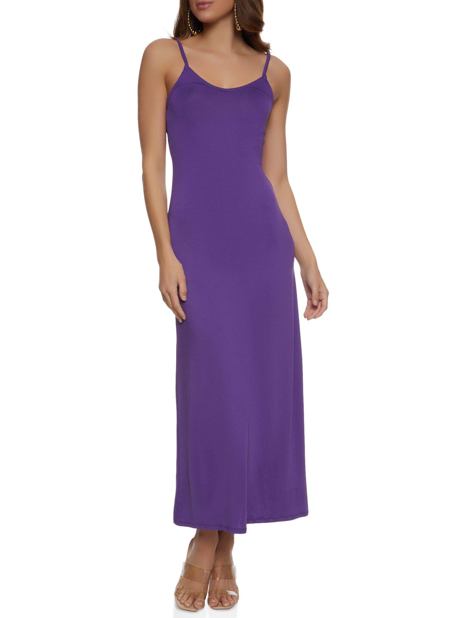 Solid V Neck Sleeveless Maxi Dress sold by Rainbow product image thumbnail 2