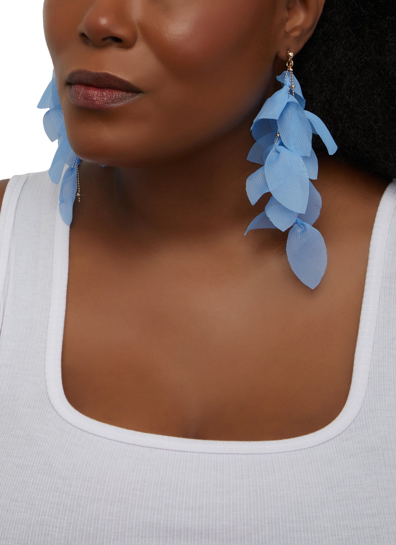 Fabric Petal Drop Earrings sold by Rainbow