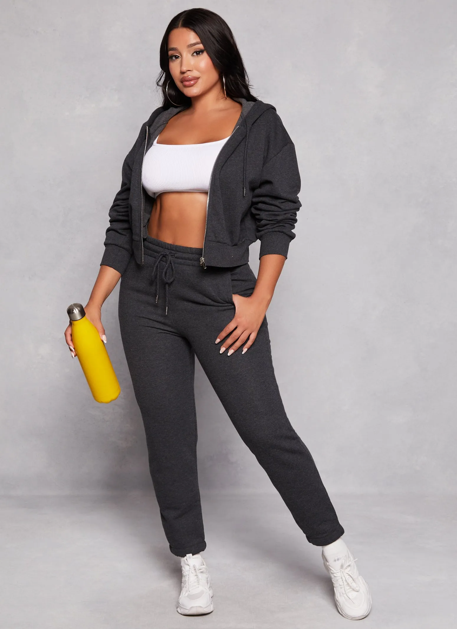 Zip Front Cropped Hooded Sweatshirt sold by Rainbow product image thumbnail 2