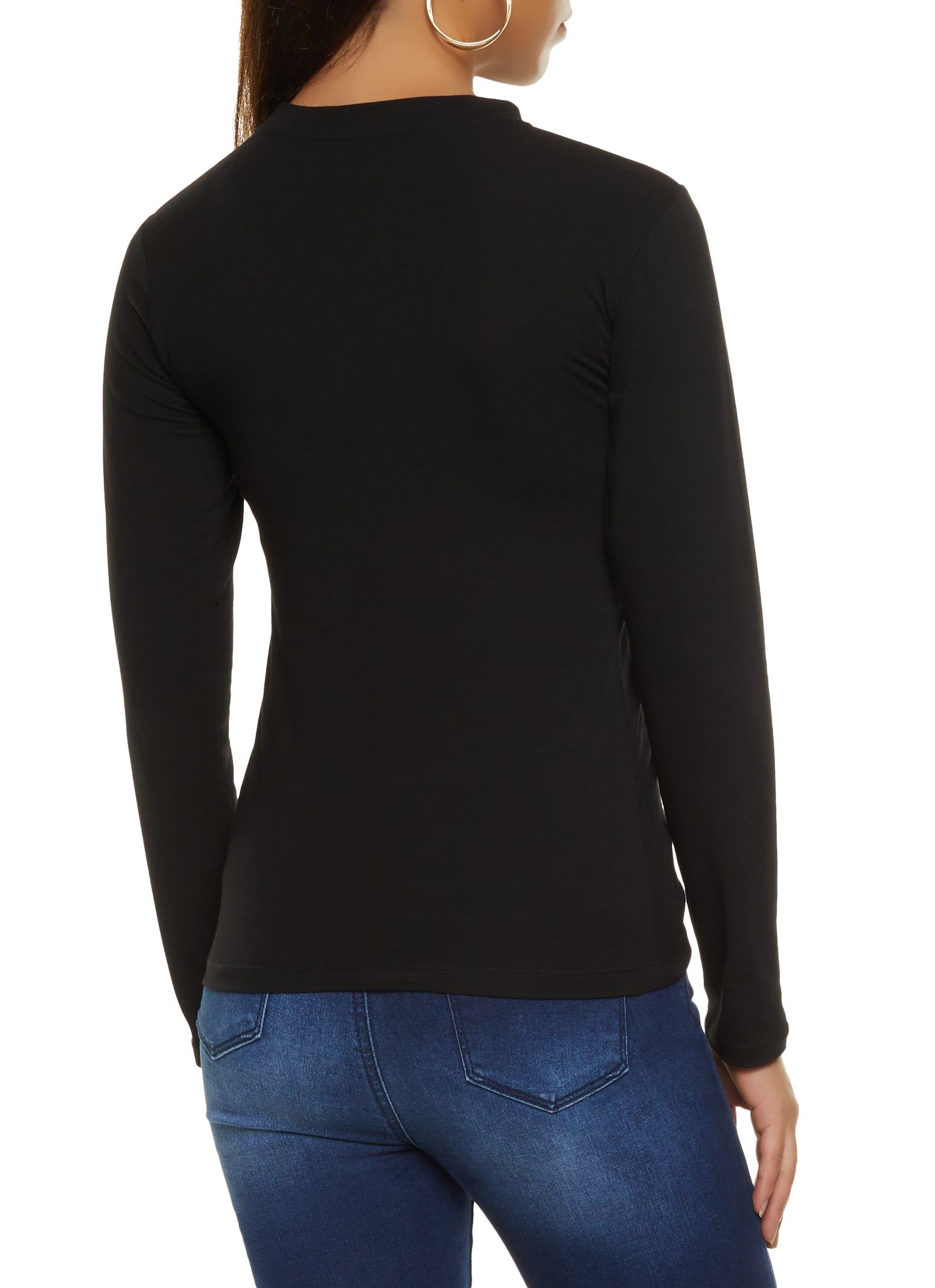 Solid Crew Neck Long Sleeve Tee sold by Rainbow product image thumbnail 2