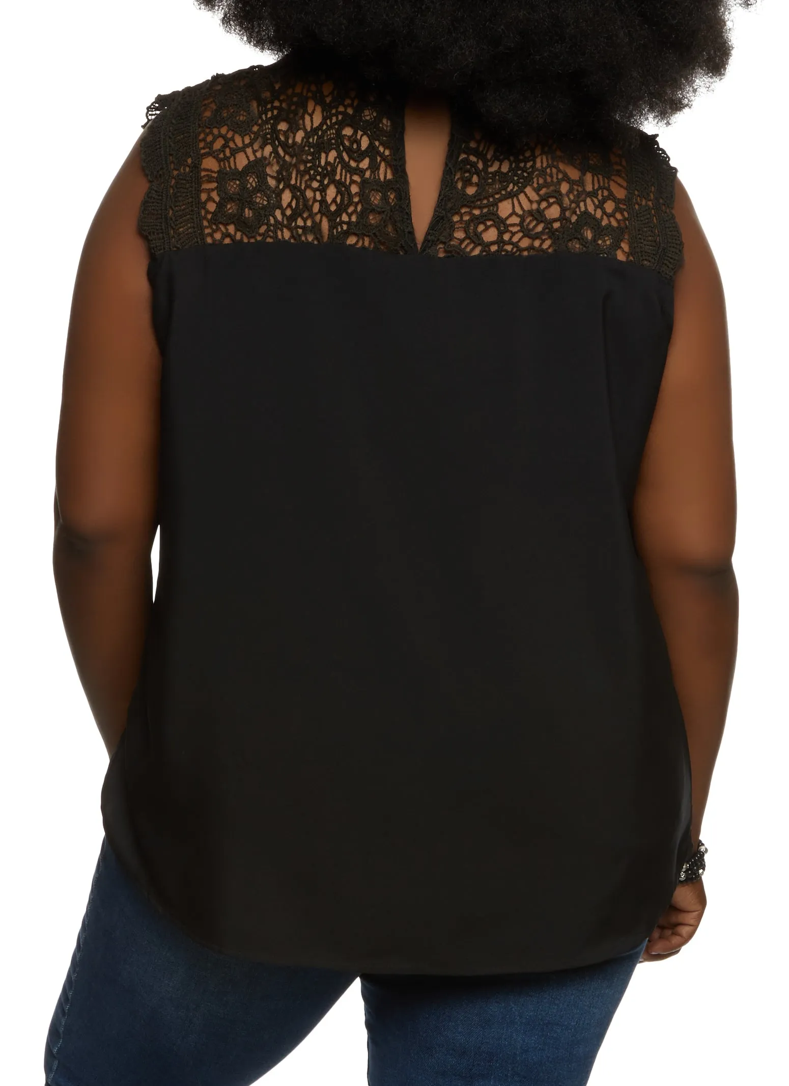 Plus Size Crochet Detail Mock Neck Sleeveless Blouse sold by Rainbow product image thumbnail 2