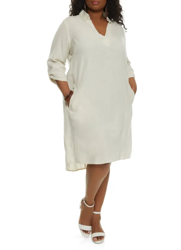 Plus Size Linen Tunic Dress sold by Rainbow