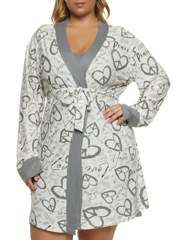 Plus Size Love Hope Dream Nightgown with Robe sold by Rainbow
