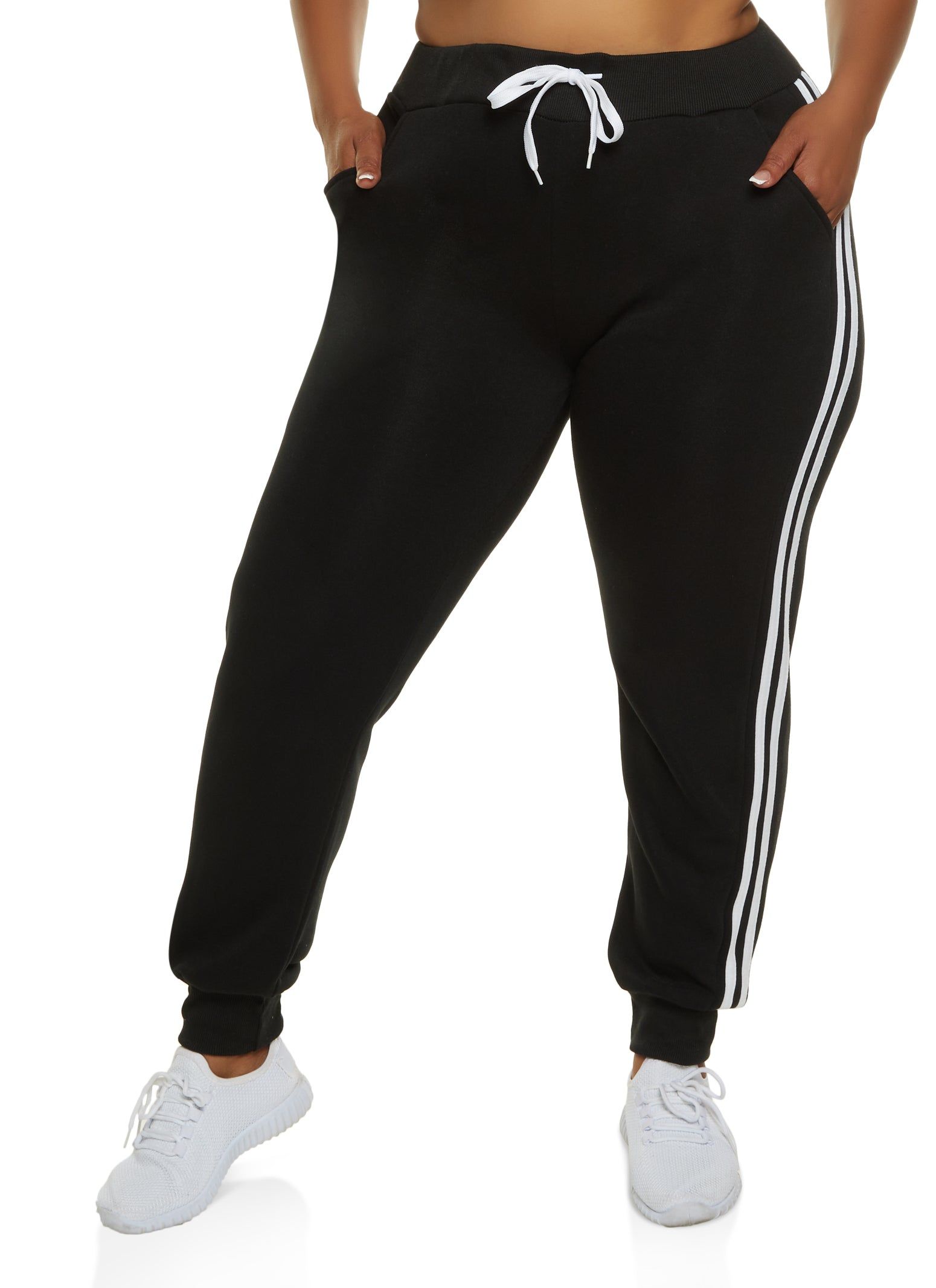 Plus Size Varsity Striped Side Joggers sold by Rainbow