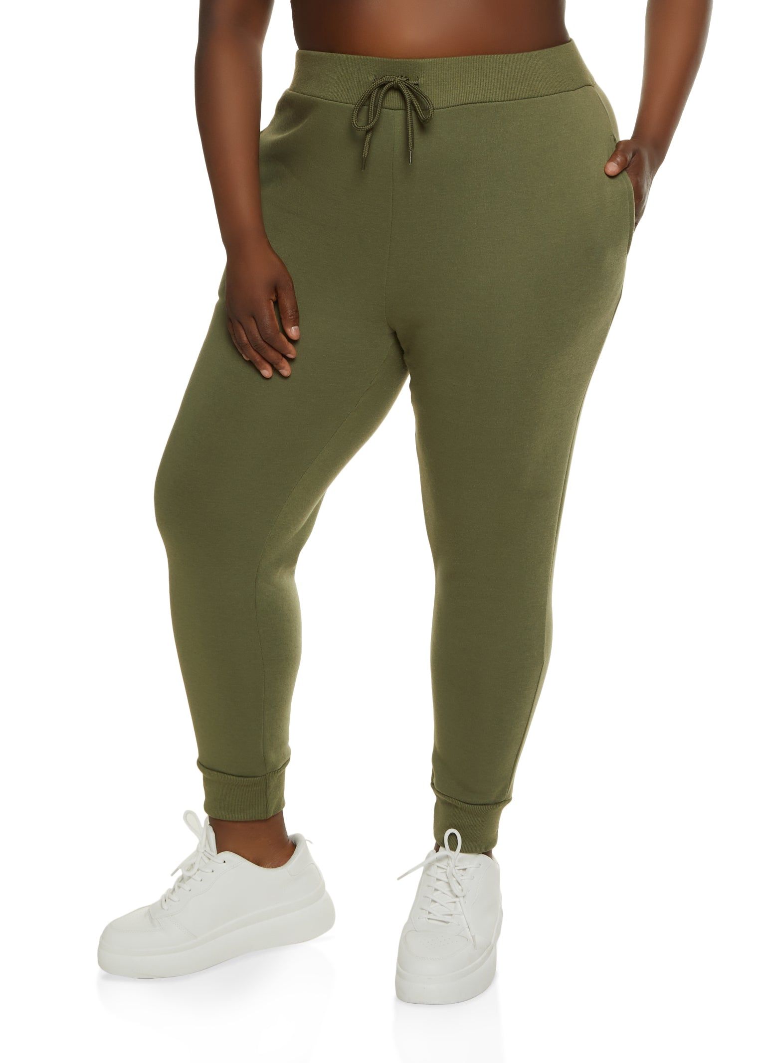 Plus Size Solid Drawstring Fleece Joggers sold by Rainbow