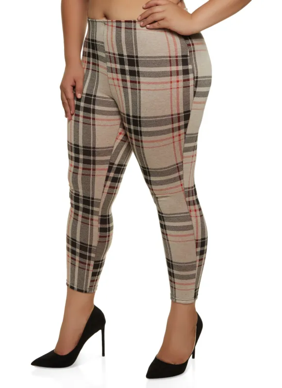 Plus Size Plaid High Waisted Leggings sold by Rainbow