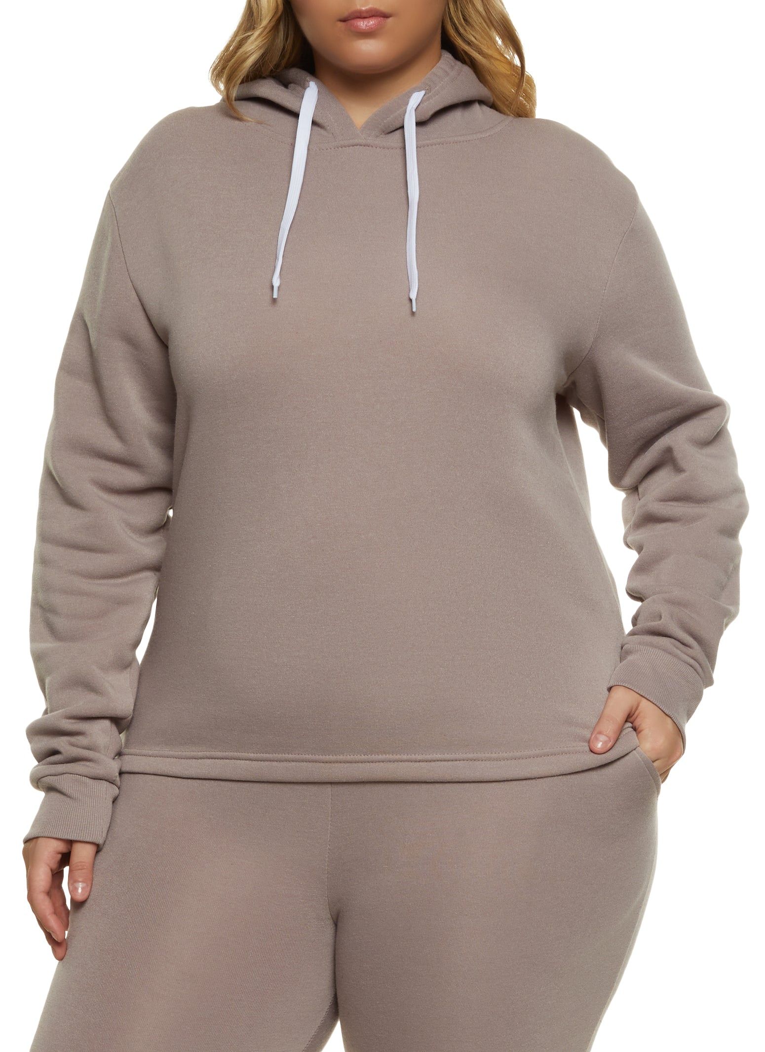 Plus Size Solid Pullover Hoodie sold by Rainbow