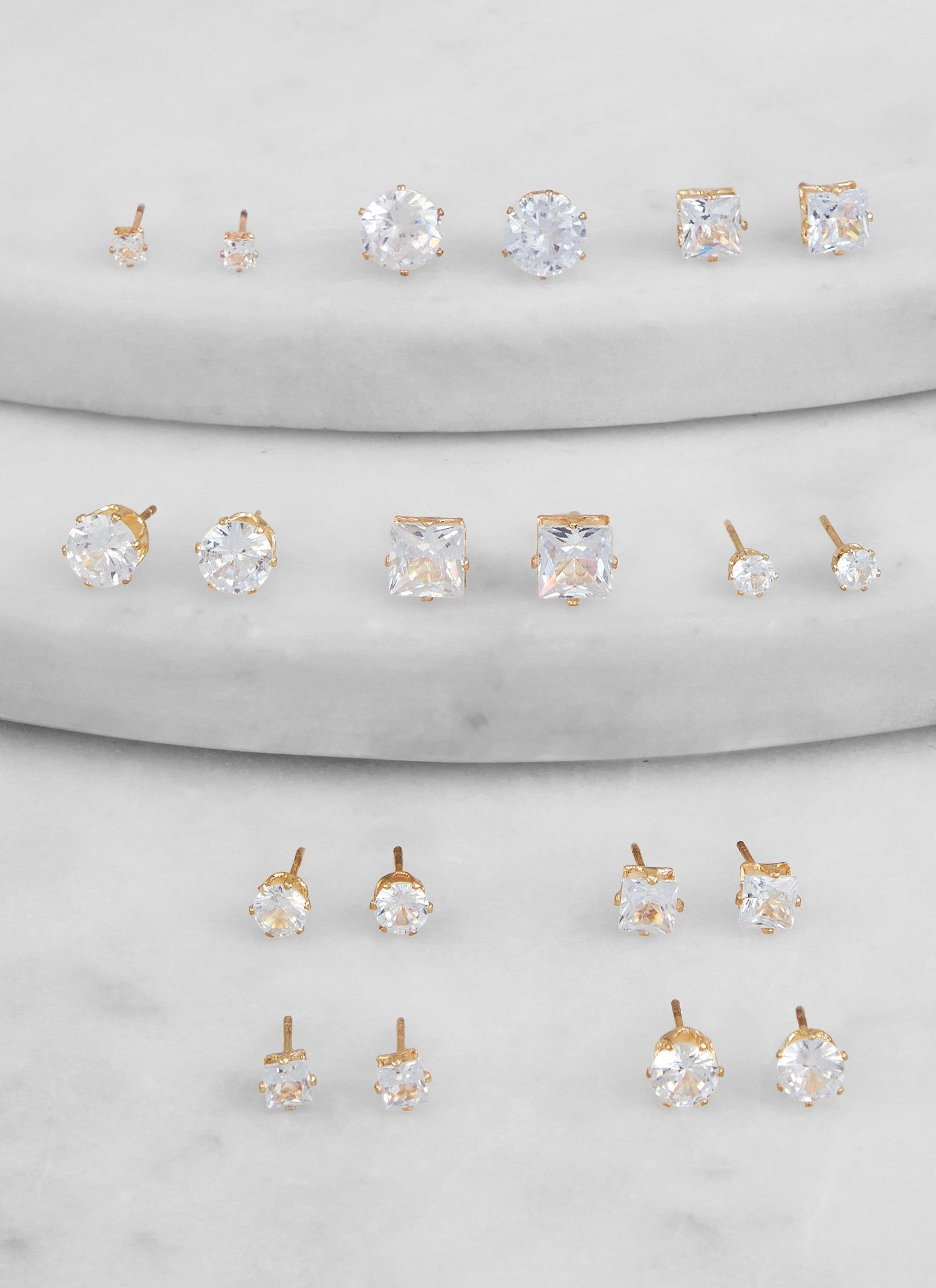 Set of 10 Assorted Cubic Zirconia Stud Earrings sold by Rainbow