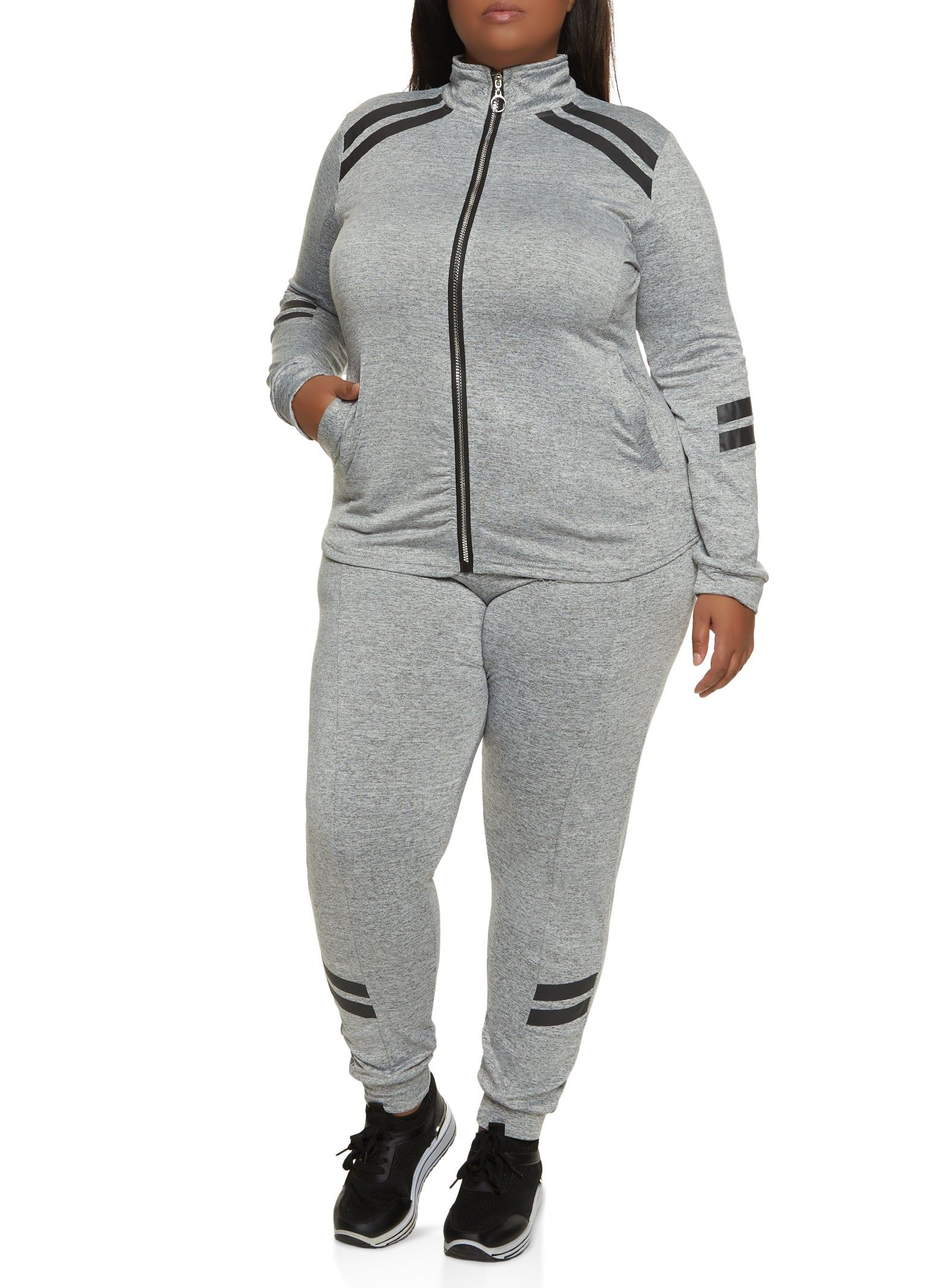 Plus Size Varsity Stripe Detail Track Jacket sold by Rainbow product image thumbnail 2