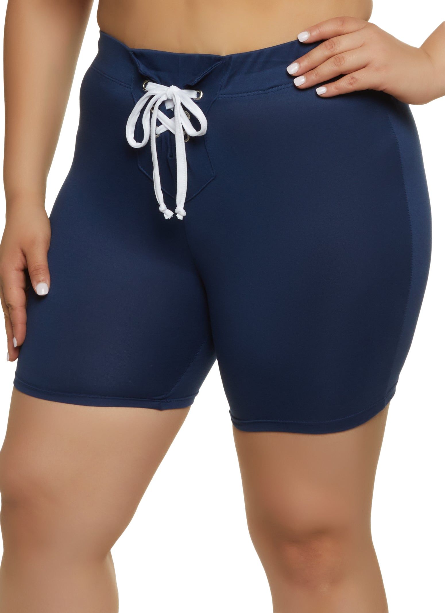 Plus Size Lace Up Detail Biker Shorts sold by Rainbow
