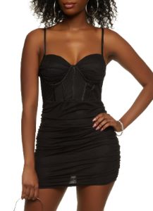 Ruched Mesh Mini Bustier Dress sold by Rainbow