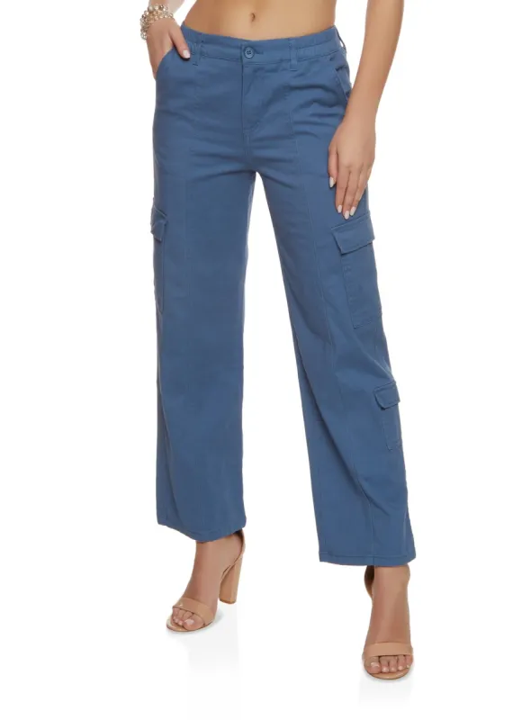 Twill Cargo Pocket Straight Leg Pants sold by Rainbow