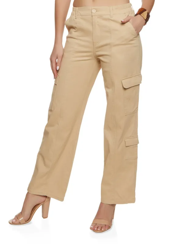 Twill Cargo Pocket Straight Leg Pants sold by Rainbow