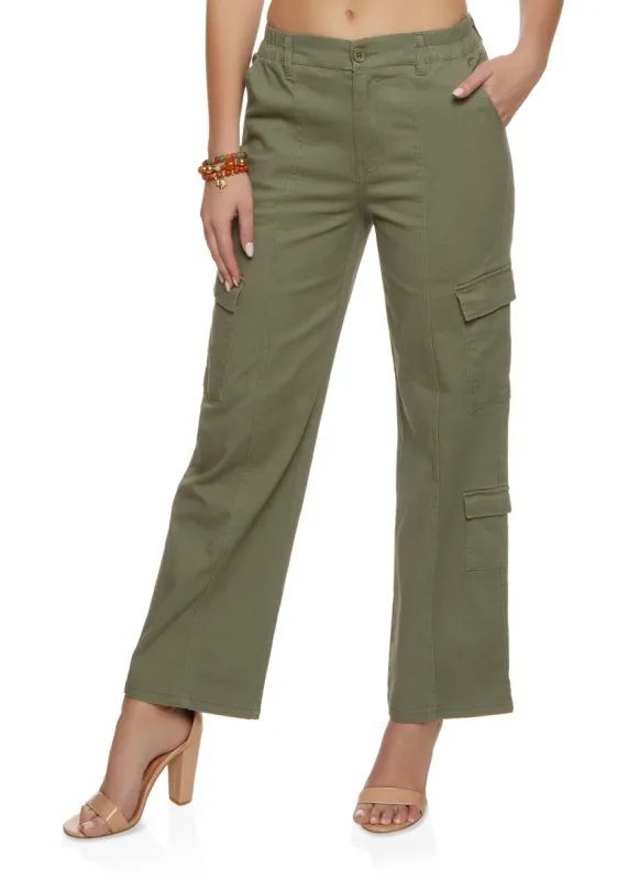 Twill Cargo Pocket Straight Leg Pants sold by Rainbow
