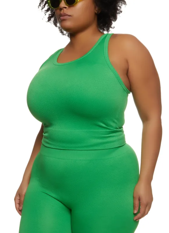 Plus Size Textured Knit Scoop Neck Tank Top sold by Rainbow