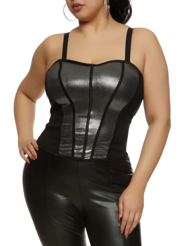 Plus Size Metallic Foil Bustier Top sold by Rainbow