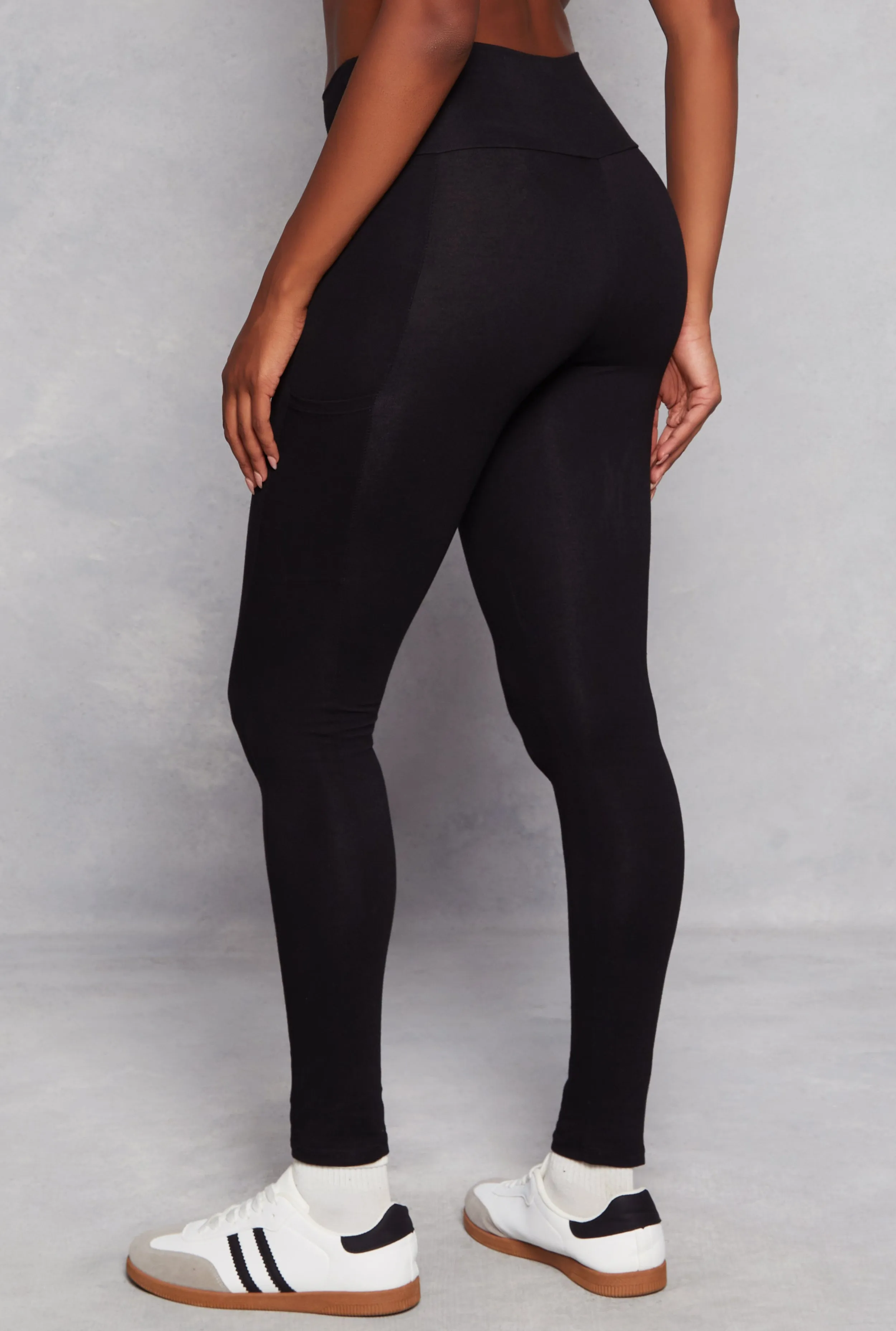 Solid High Waisted Cell Phone Pocket Leggings sold by Rainbow product image thumbnail 3