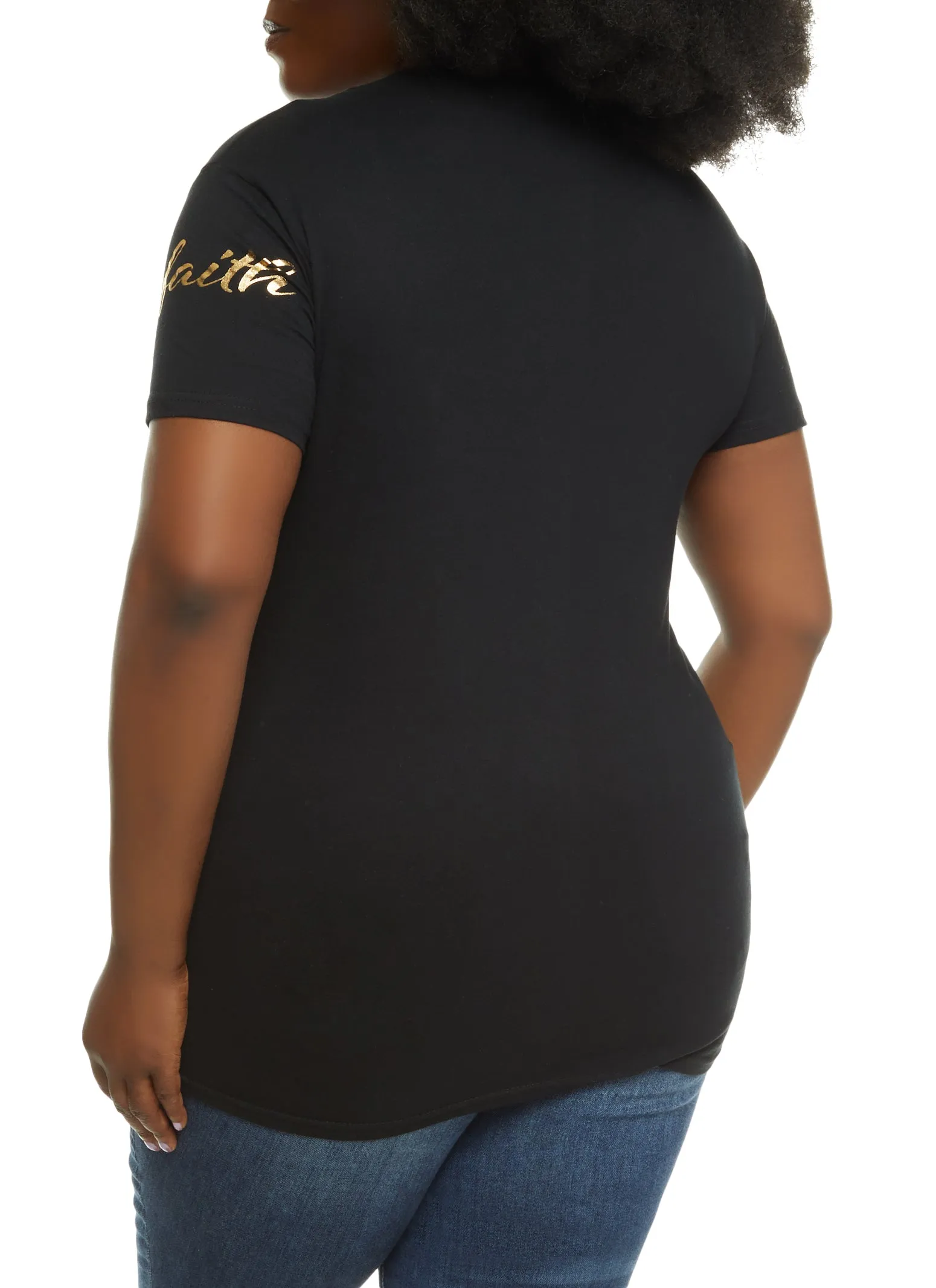 Plus Size Let Your Faith Be Bigger Than Your Fear Foil Graphic Tee sold by Rainbow product image thumbnail 2