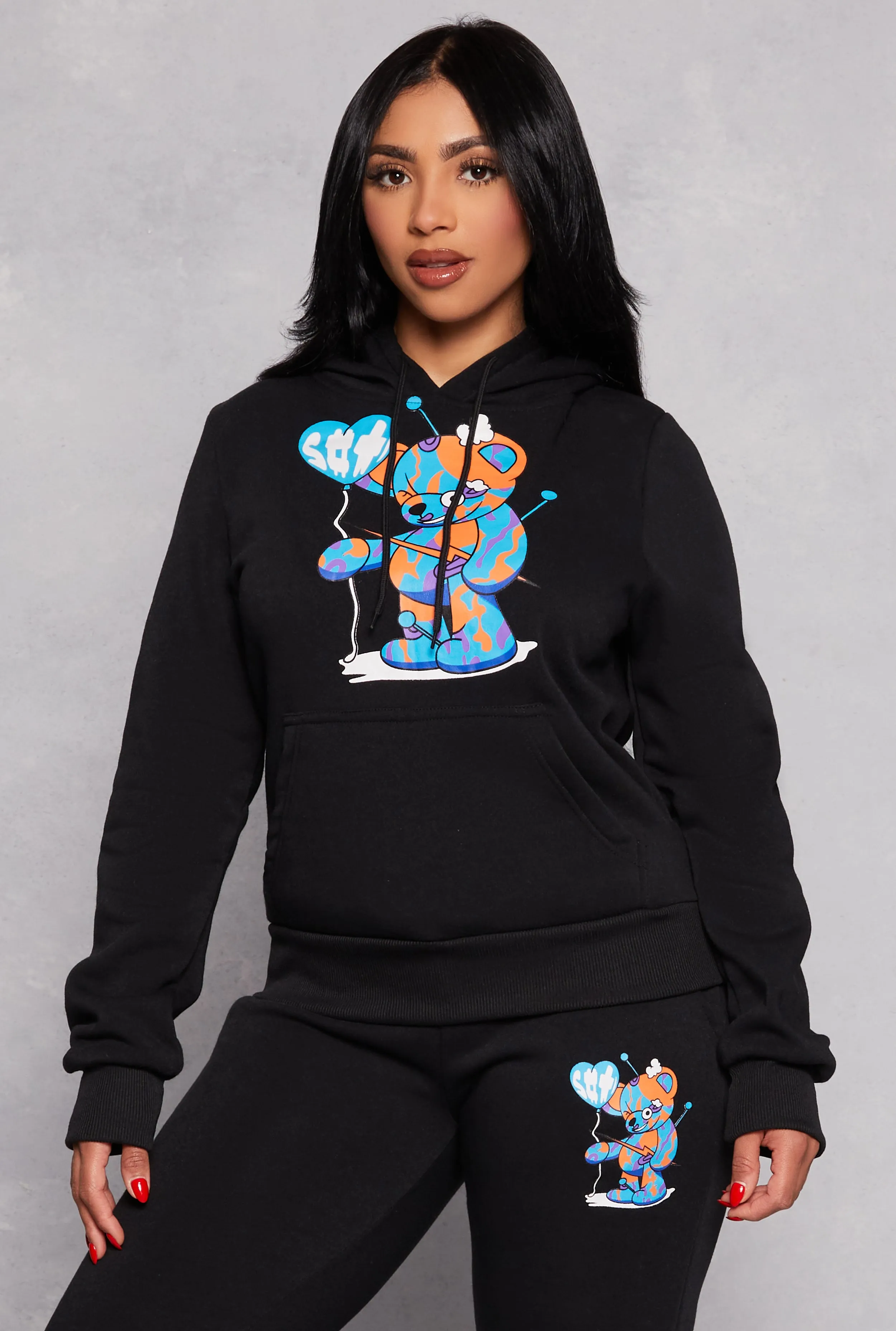 Fleece Bear Graphic Pullover Hoodie sold by Rainbow