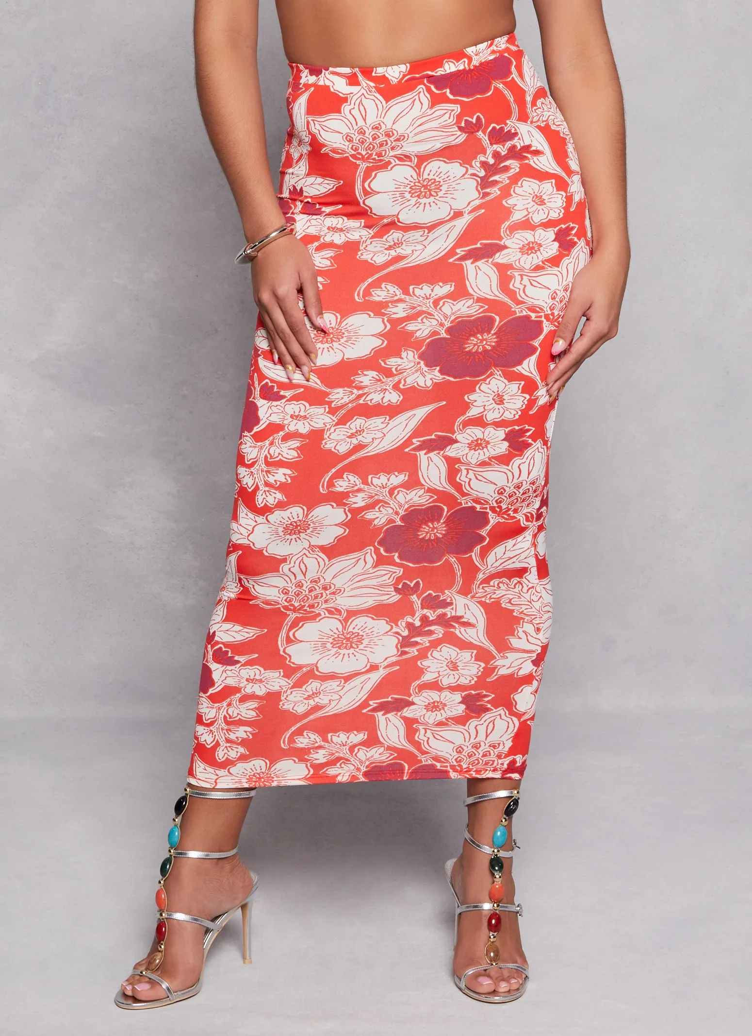 Floral Print High Waist Maxi Pencil Skirt sold by Rainbow product image thumbnail 2