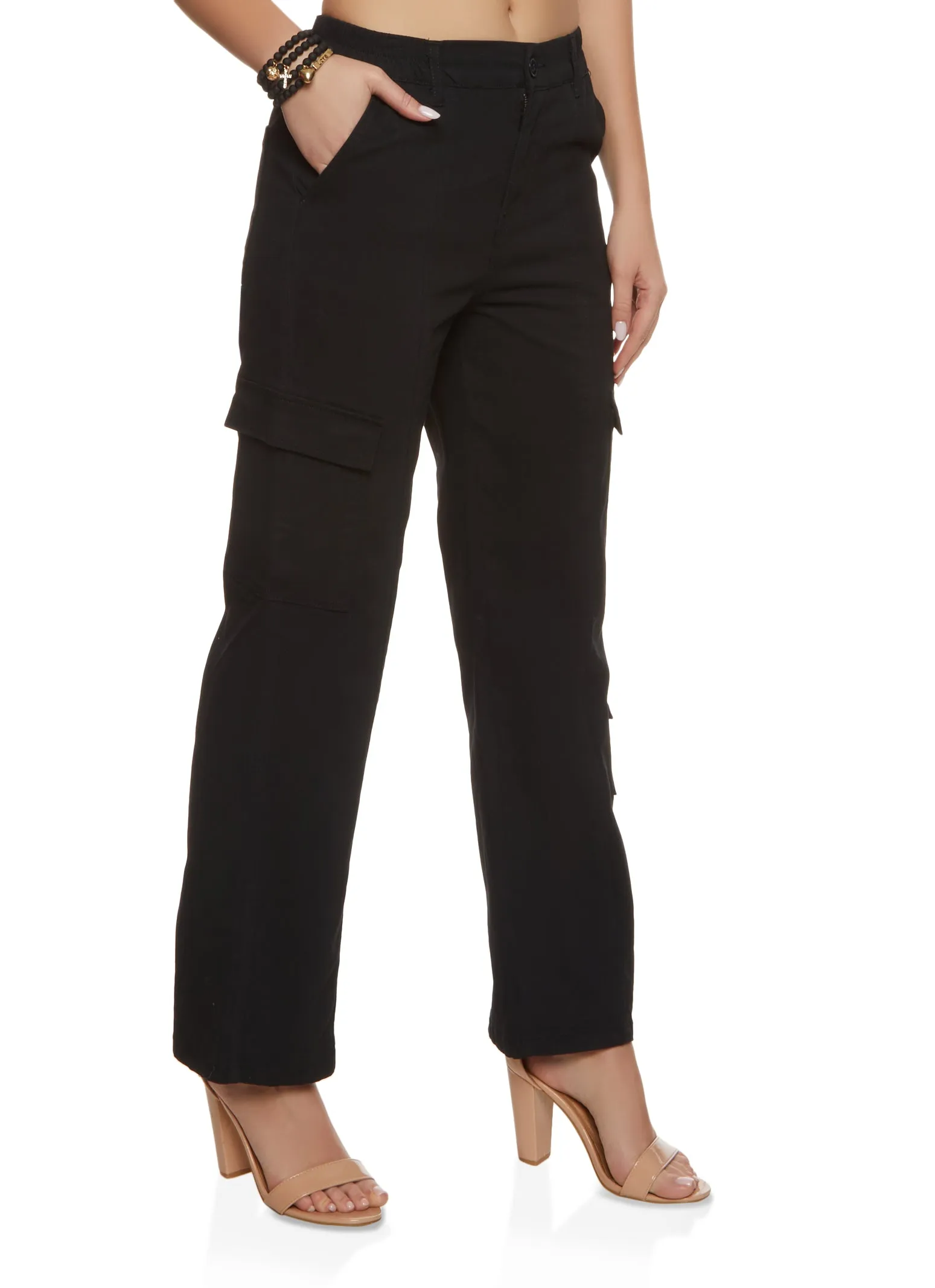 Twill Cargo Pocket Straight Leg Pants sold by Rainbow