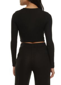 Brushed Knit Long Sleeve Crop Top sold by Rainbow