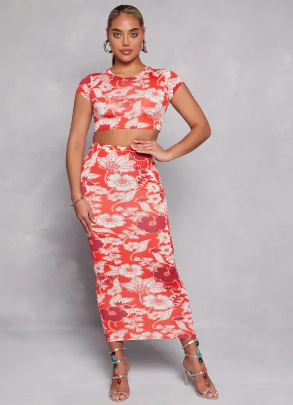 Floral Print High Waist Maxi Pencil Skirt sold by Rainbow