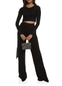 Brushed Knit Long Sleeve Crop Top sold by Rainbow
