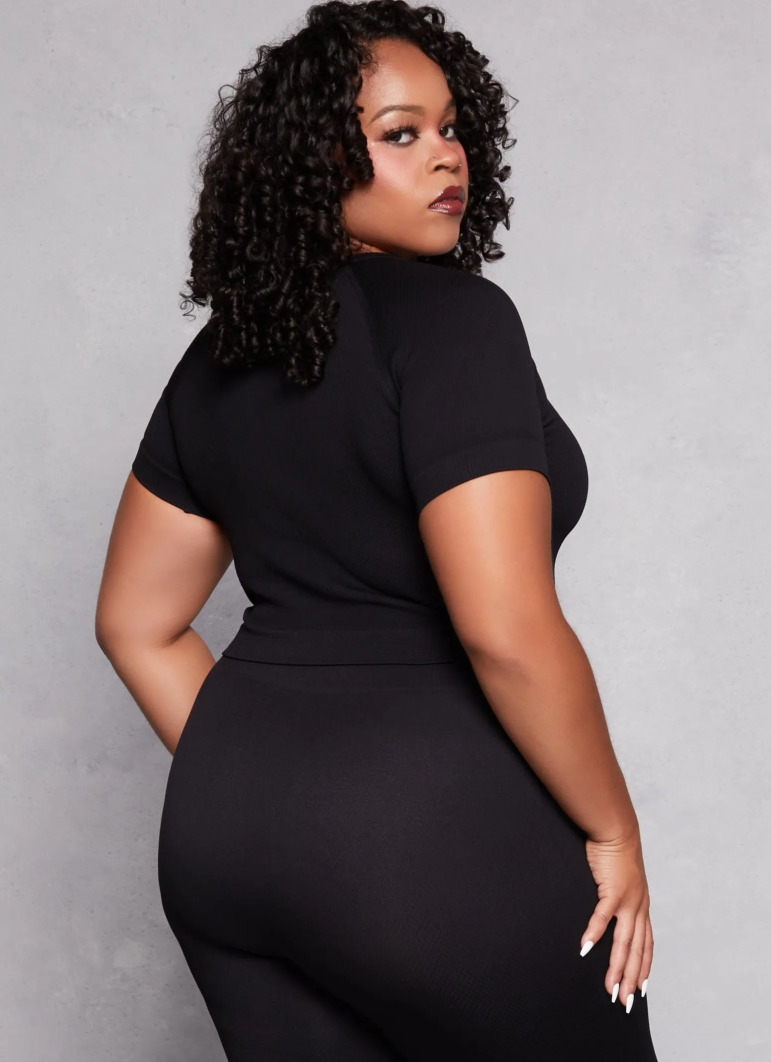 Plus Size Textured Knit Cropped T Shirt sold by Rainbow product image thumbnail 3