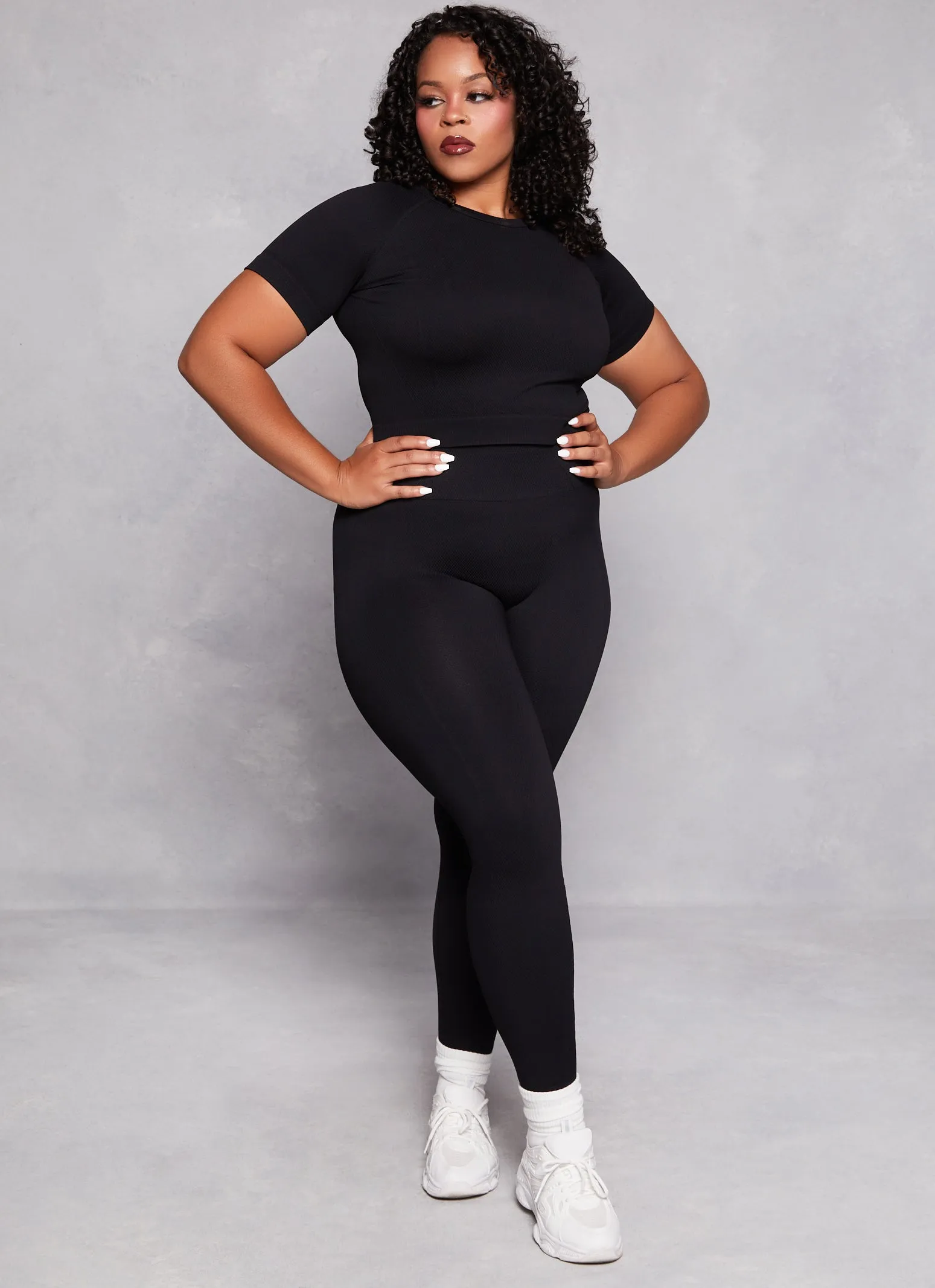 Plus Size Textured Knit Cropped T Shirt sold by Rainbow product image thumbnail 2