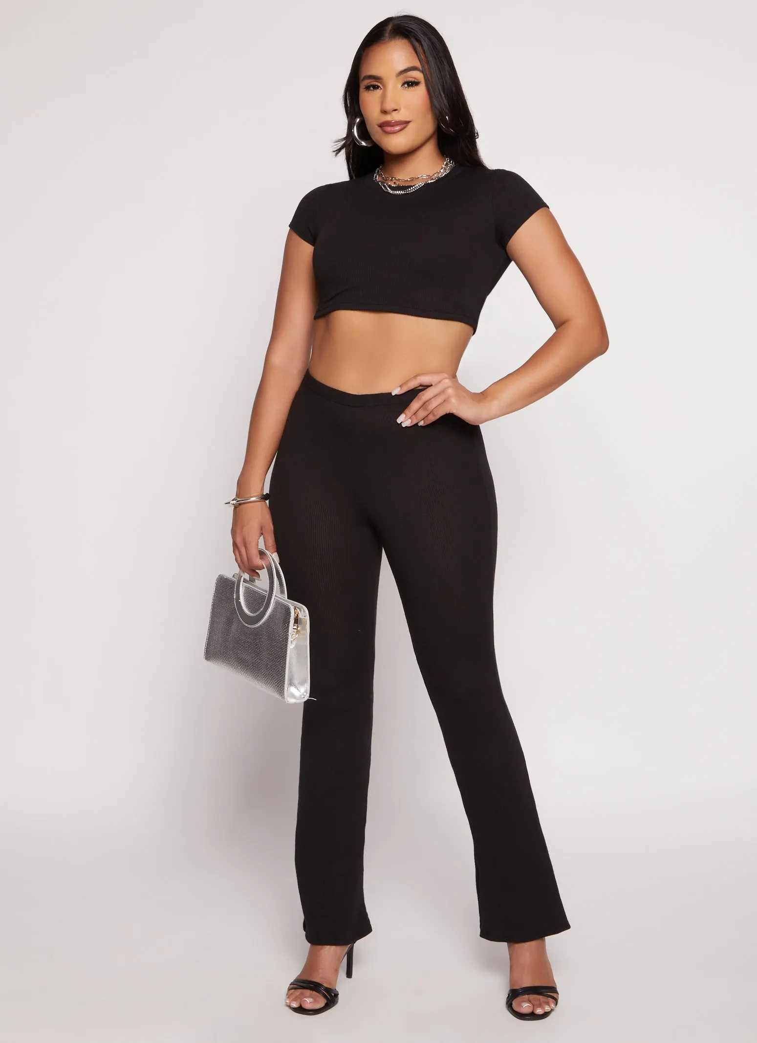 Ribbed Knit Pull On Boot Cut Pants sold by Rainbow