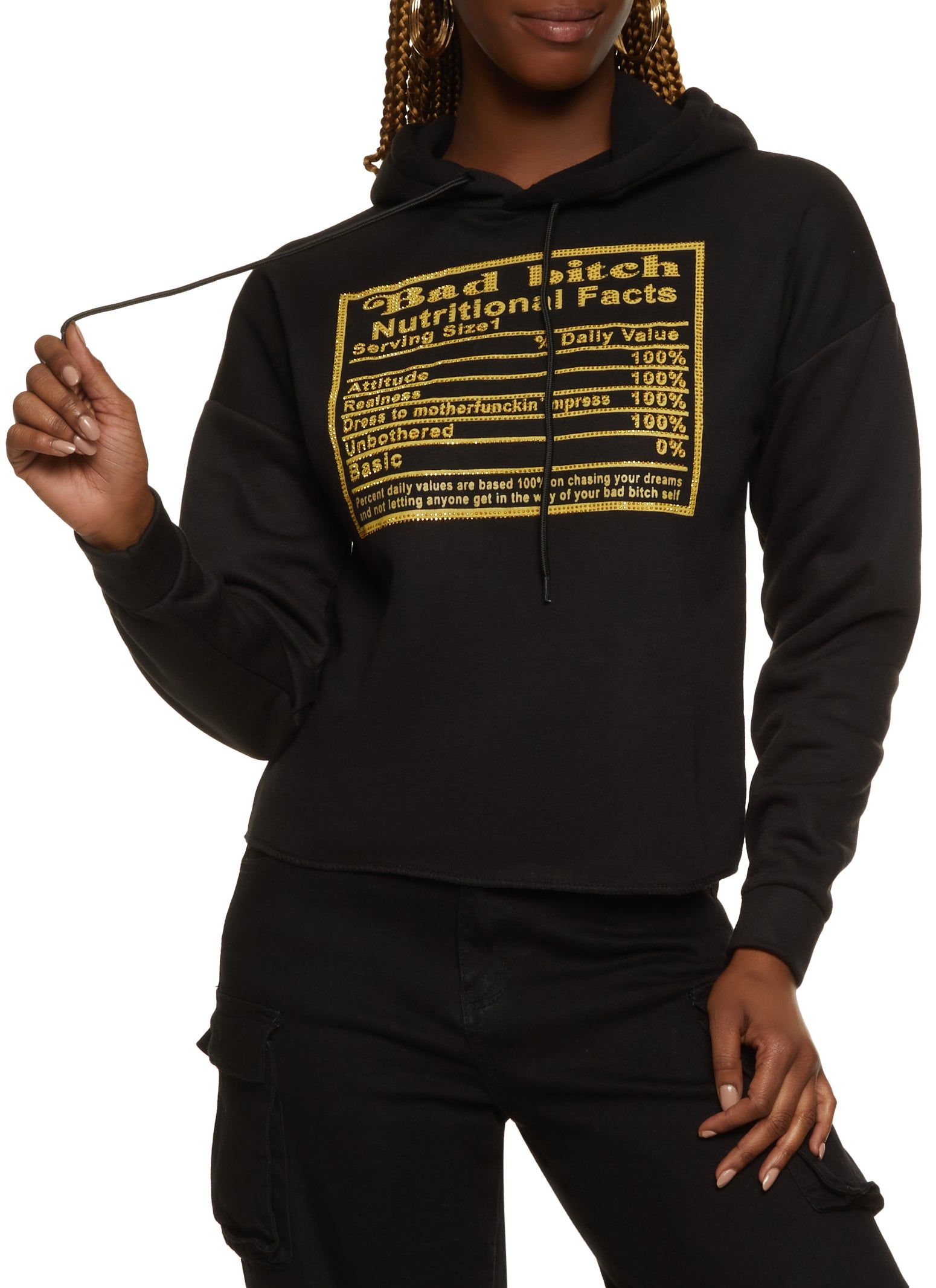 Rhinestone Nutritional Facts Hoodie sold by Rainbow
