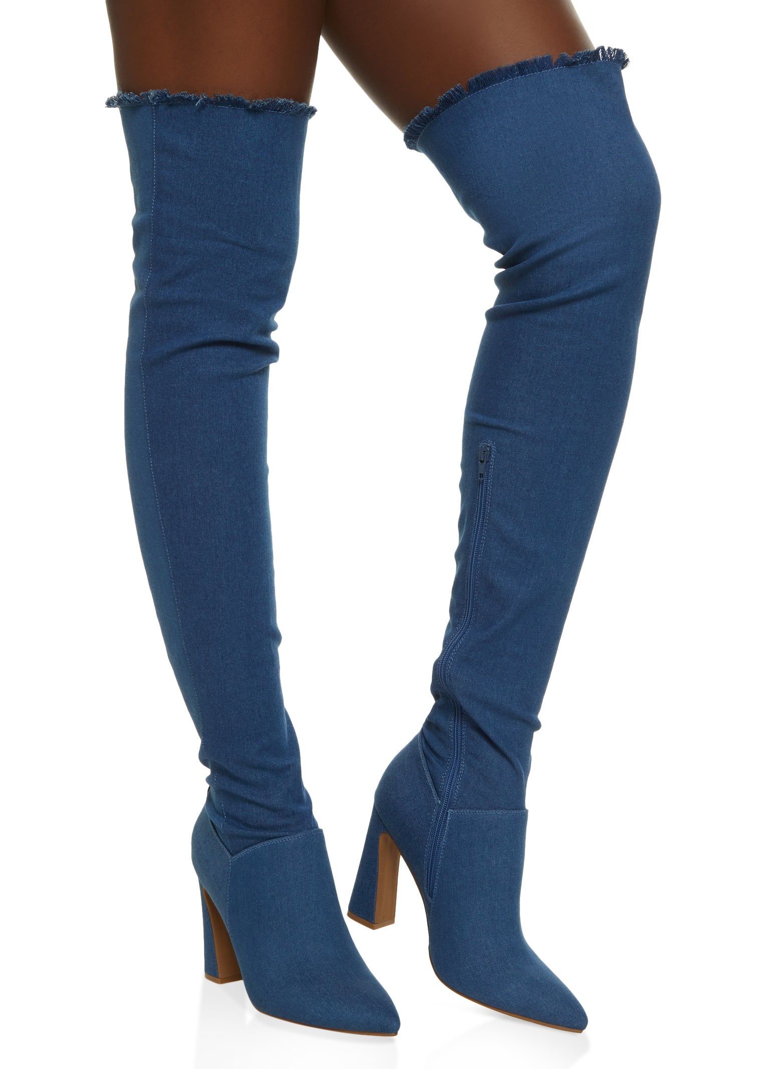 Denim Block Heel Over The Knee Boots sold by Rainbow product image thumbnail 2