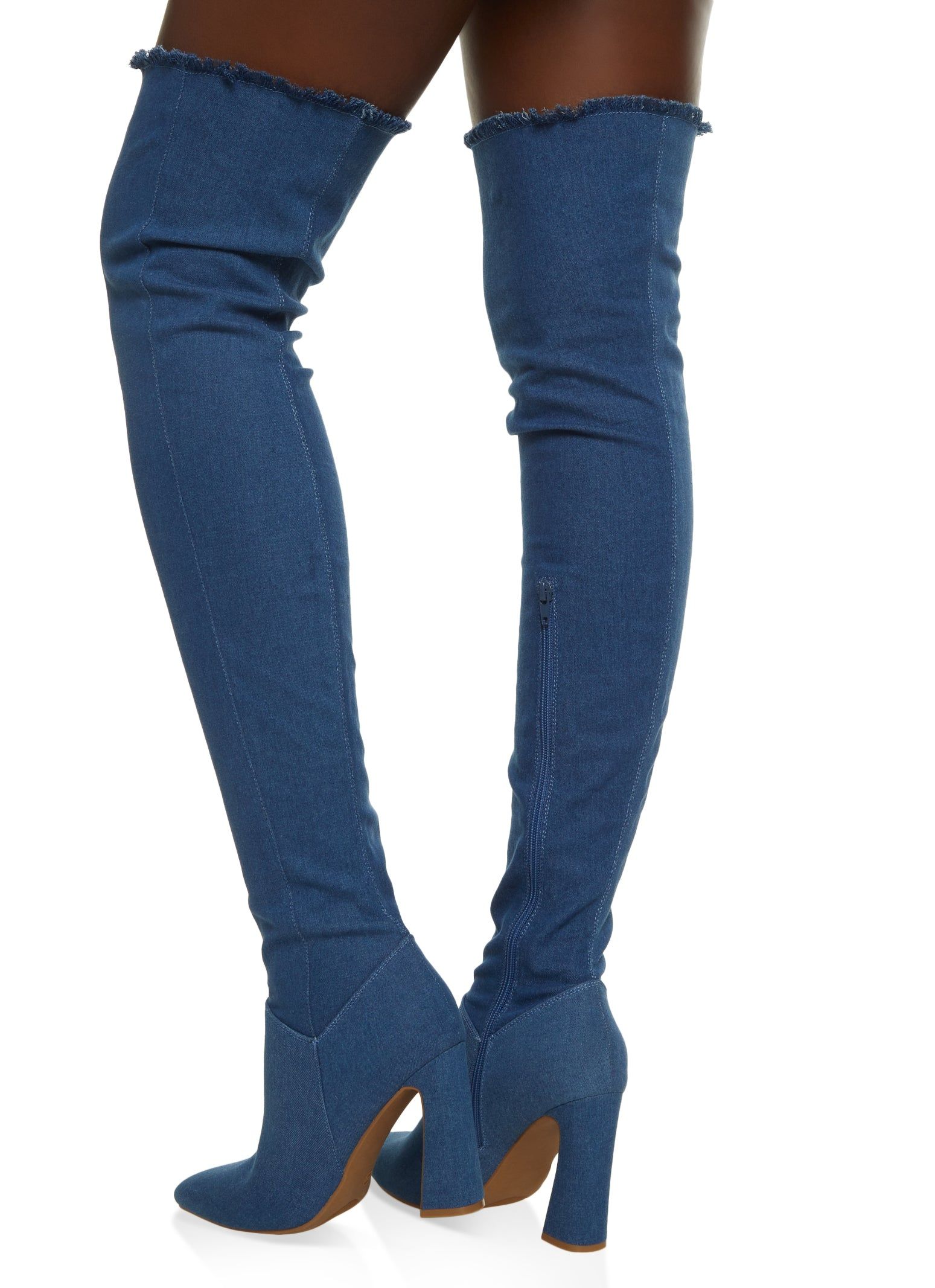 Denim Block Heel Over The Knee Boots sold by Rainbow product image thumbnail 3