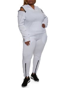Plus Size Zipper Detail Pullover Hoodie sold by Rainbow
