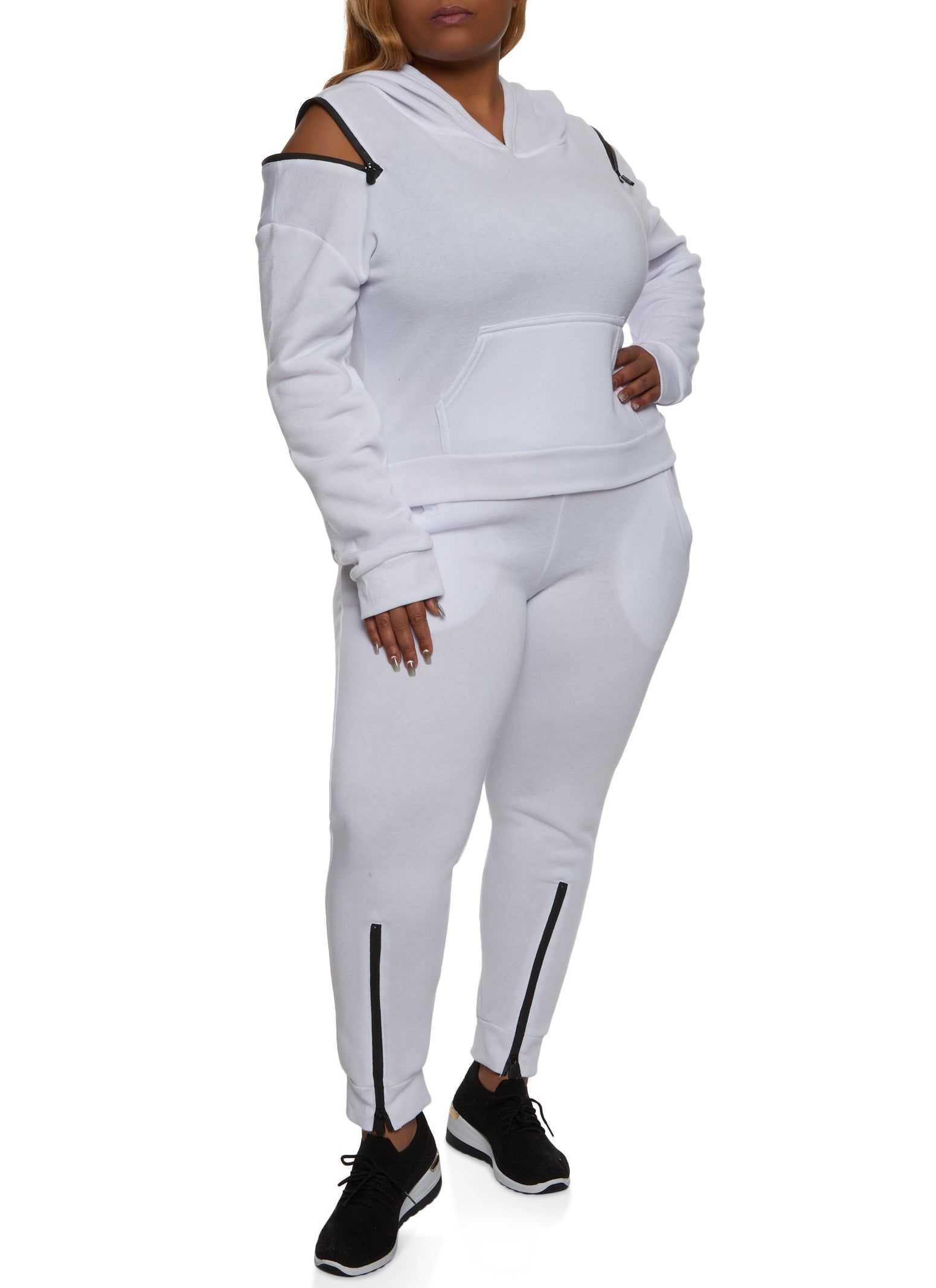 Plus Size Zipper Detail Pullover Hoodie sold by Rainbow product image thumbnail 2