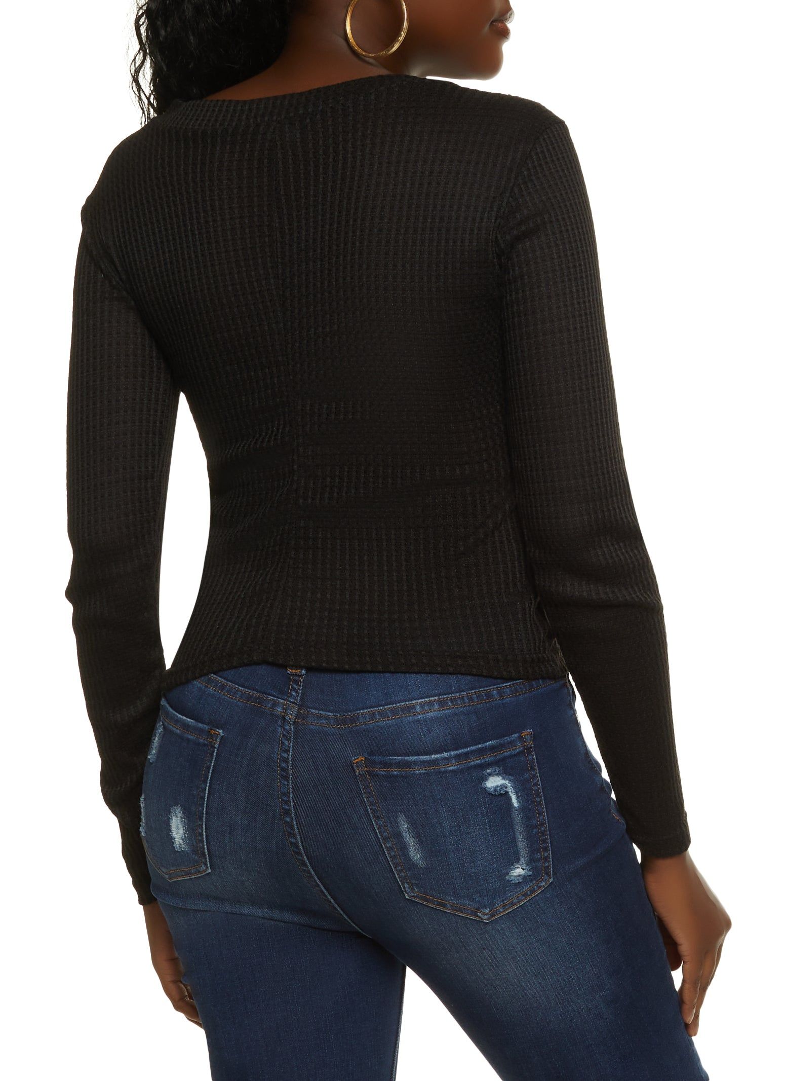 Waffle Knit Faux Button Detail Top sold by Rainbow product image thumbnail 2