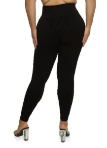 Plus Size Ribbed High Waisted Leggings sold by Rainbow
