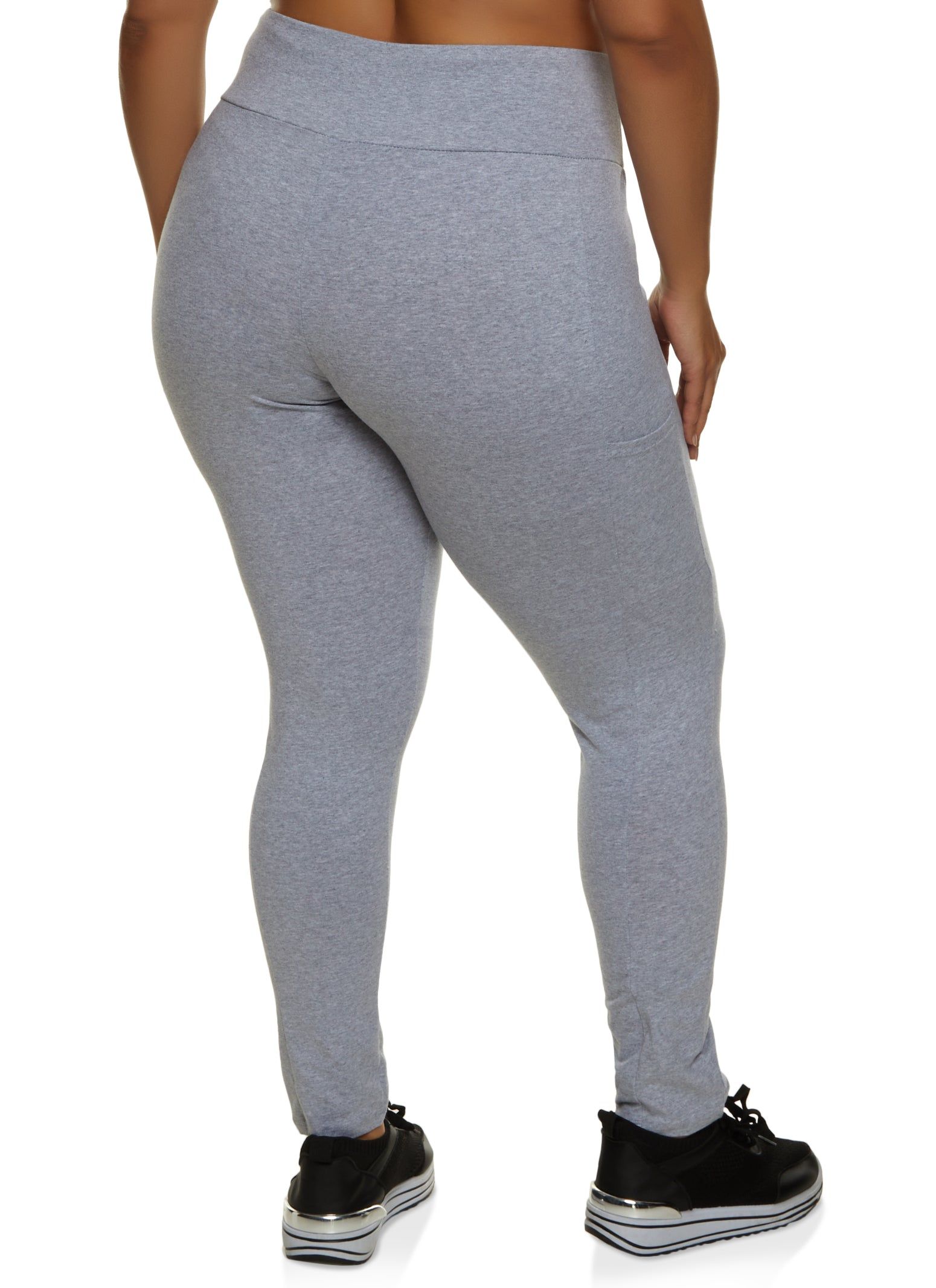 Plus Size Solid High Waist Cell Phone Pocket Leggings sold by Rainbow product image thumbnail 2