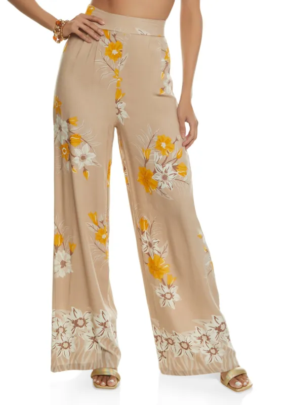 Floral Print Smocked Detail Palazzo Pants sold by Rainbow