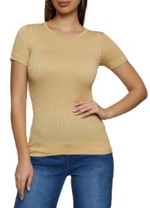 Textured Knit Crew Neck Tee sold by Rainbow