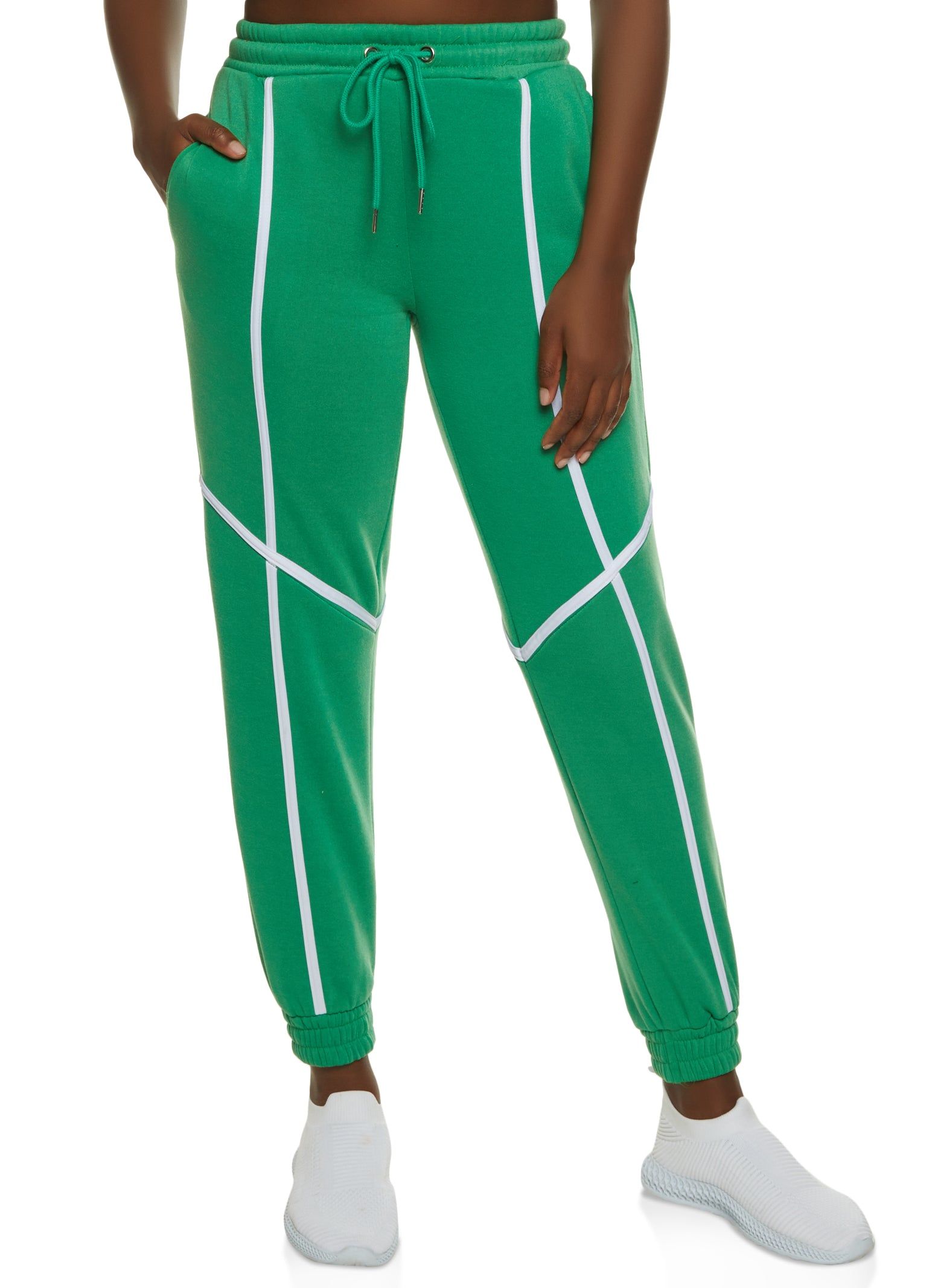 Contrast Piping Drawstring Joggers sold by Rainbow