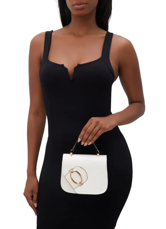 Metallic Detail Flap Faux Croc Crossbody Bag sold by Rainbow