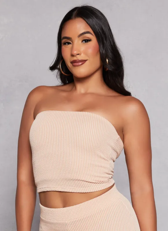 Rib Knit Cropped Tube Top sold by Rainbow